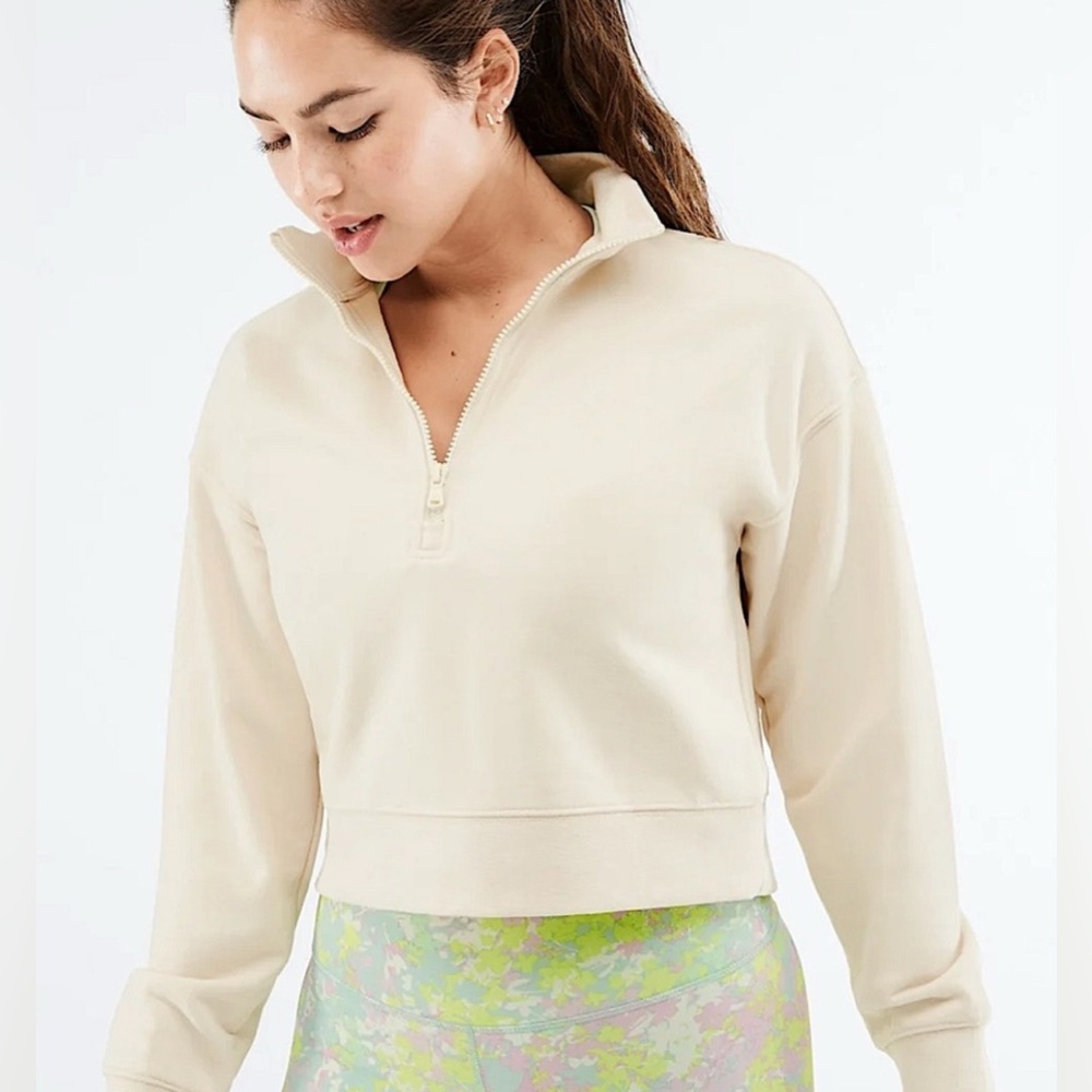 Fabletics Cream Half-Zip Pullover - Size Small